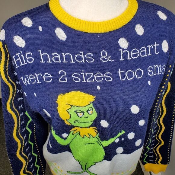 GET‎ UGLY Grinch Trump Christmas sweater unisex S - Picture 6 of 8